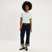 T-shirt col rond manches courtes coton vert clair femme