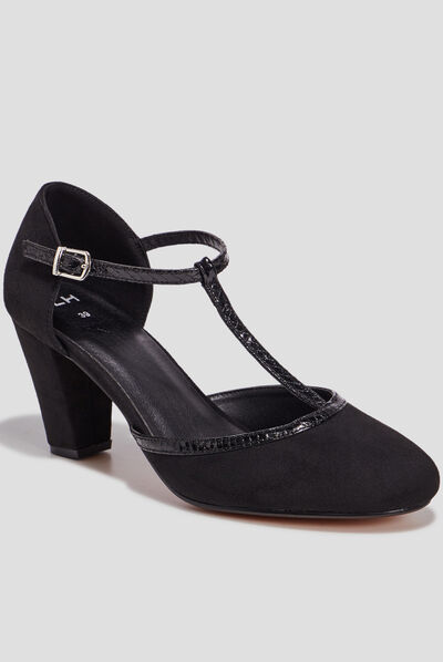 Escarpins salomé à talons aspect suédine noir femme
