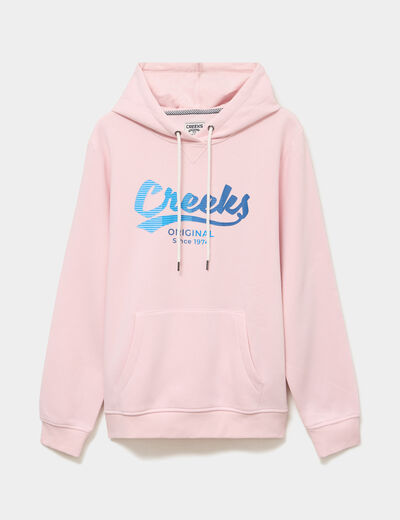 Sweat hoodie 1 poche molleton rose pastel homme