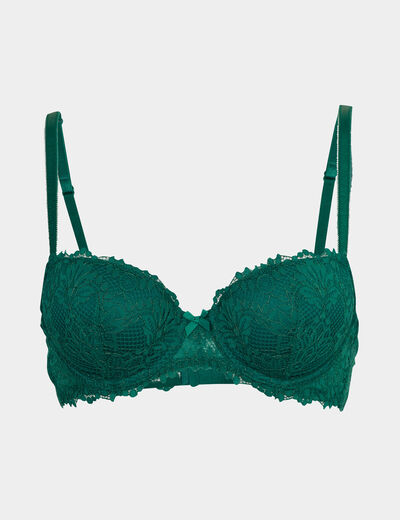 Soutien-gorge emboîtant paddé dentelle vert foncé femme
