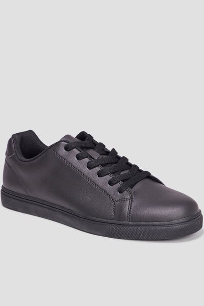 Tennis basses &agrave; lacets noir homme
