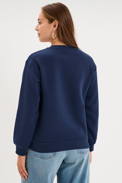 Sweat manches longues Tic et Tac bleu marine femme