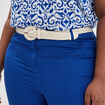 Pantalon skinny ceinturé bas fendu bleu electrique femme grande taille
