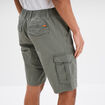 Bermuda short cargo poches &agrave; rabat coton gris homme