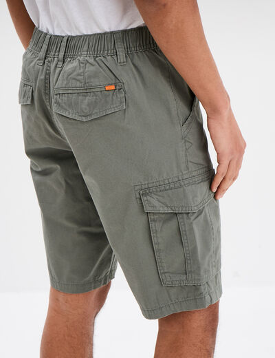 Bermuda short cargo poches &agrave; rabat coton gris homme