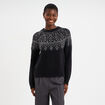 Pull jacquard col rond manches longues noir femme