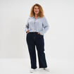Jean taille haute wide leg cropped denim brut femme grande taille