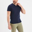 T-shirt manches courtes col tunisien bleu marine homme