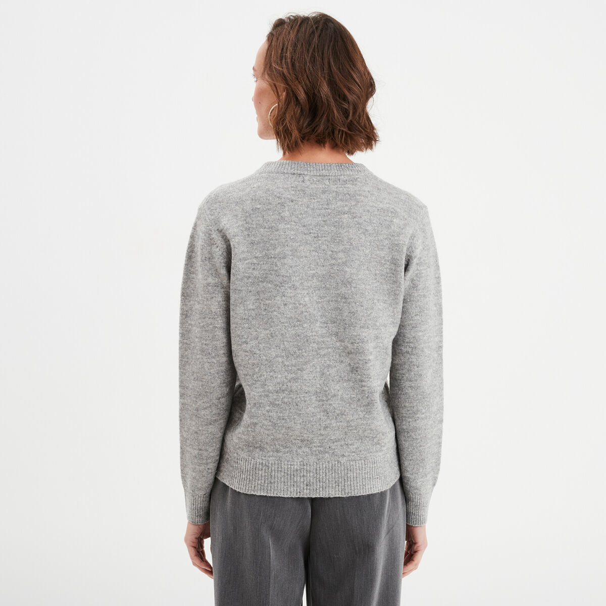 Pull No&euml;l avec sequins et col rond gris clair femme