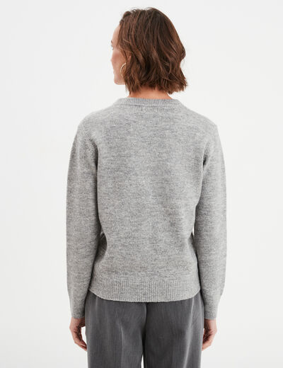 Pull No&euml;l avec sequins et col rond gris clair femme