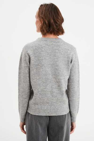 Pull No&euml;l avec sequins et col rond gris clair femme