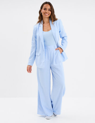 Pantalon large avec pinces bleu ciel femme