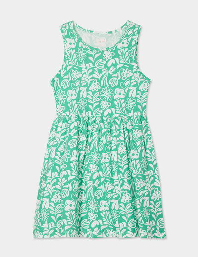 Robe patineuse sans manches coton vert fille