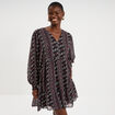 Robe fluide manches longues noir femme