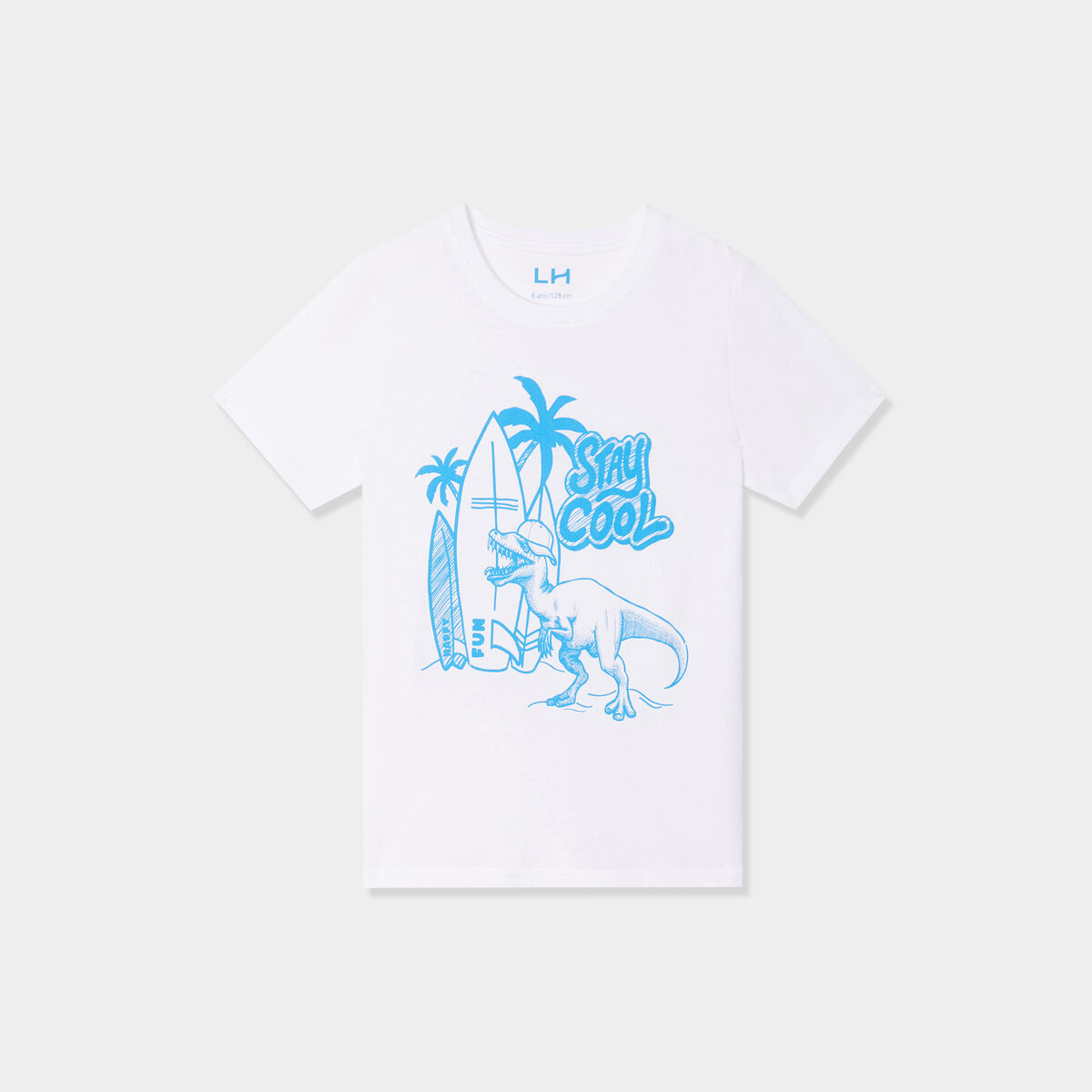 T-shirt à col rond manches courtes blanc garçon