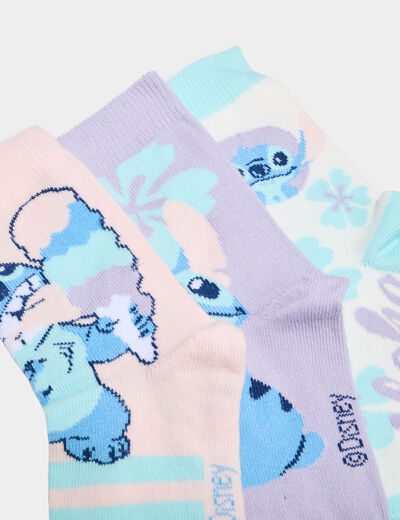 Lot 3 paires chaussettes Stitch multicolore fille