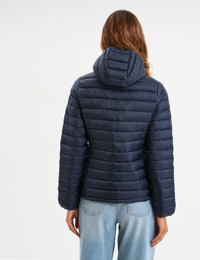 Doudoune légère déperlante à capuche bleu marine femme
