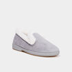 Chaussons avec col &agrave; fourrure gris femme
