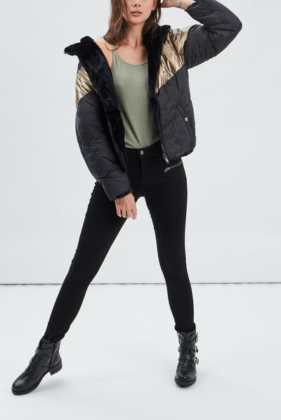 Pantalon skinny détails zippés noir femme