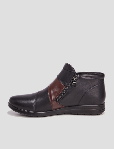 Bottines en cuir zippées noir femme