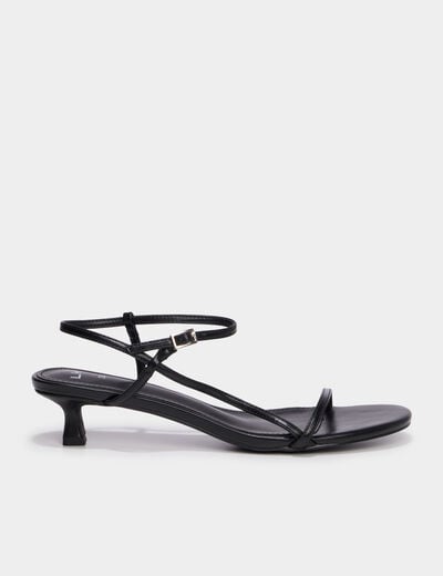 Sandales &agrave; talons kitten heels noir femme