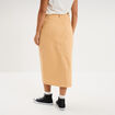 Jupe en jean longue fendue droite beige femme