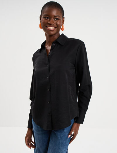Chemise manches longues noir femme