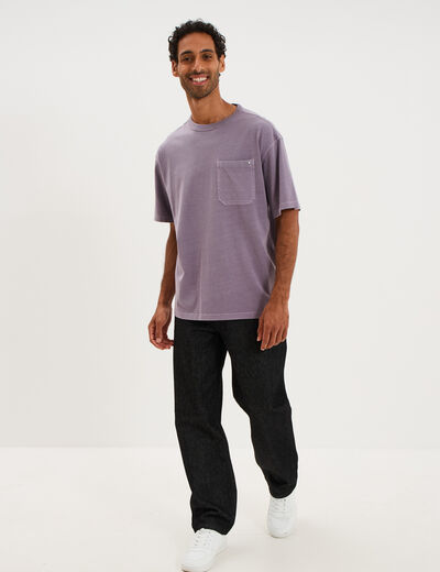 T-shirt 1 poche manches courtes coton violet homme