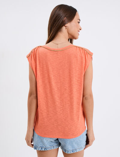 T-shirt sans manches rose corail femme