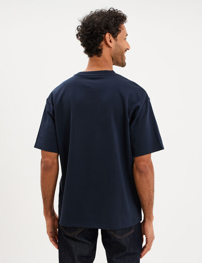 T-shirt col rond droit relax fit bleu marine homme