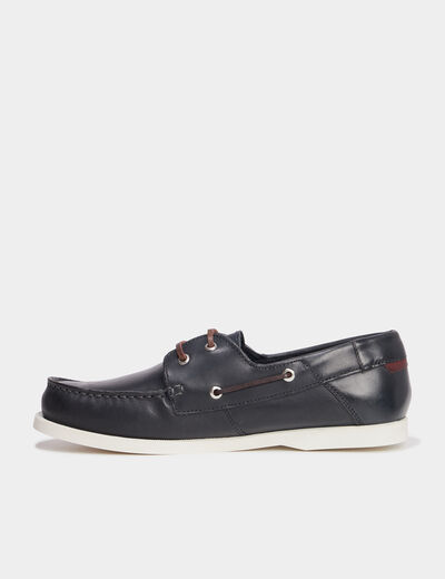 Chaussures bateau en cuir bleu marine homme