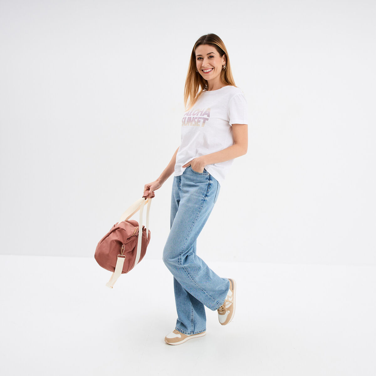 T-shirt manches courtes coton blanc femme