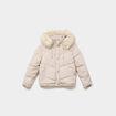 Doudoune doubl&eacute;e capuche fausse fourrure beige femme