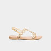 Sandales plates brides tress&eacute;es multicolore femme