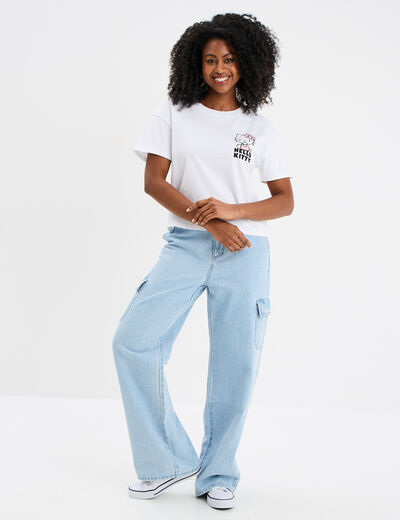 T-shirt manches courtes Hello Kitty blanc femme
