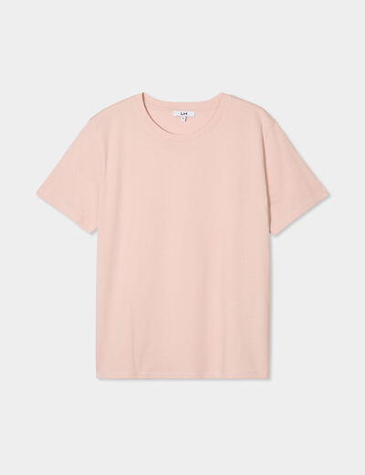 T-shirt col rond manches courtes coton vieux rose femme