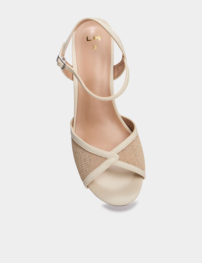 Sandales &agrave; talons 5 cm blanc femme