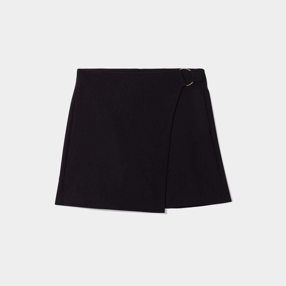 Jupe-short portefeuille avec boucle noir femme