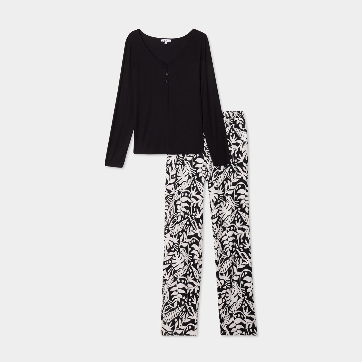 Ensemble pyjama manches longues 2 pi&egrave;ces noir femme