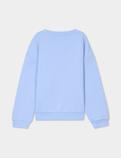 Sweat col rond manches longues bleu clair fille