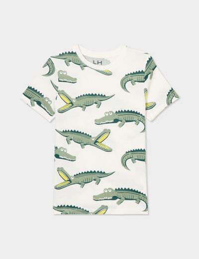 T-shirt manches courtes coton ecru garçon