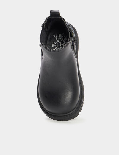 Bottines chelsea zippées paillettes noir bébé fille