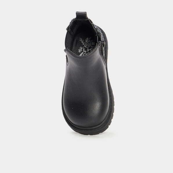 Bottines chelsea zippées paillettes noir bébé fille