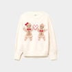 Pull de No&euml;l col rond sable femme