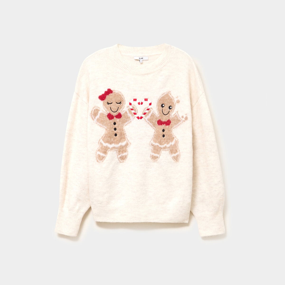 Pull de No&euml;l col rond sable femme