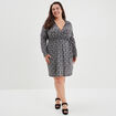 Robe droite col cache-coeur avec noeud noir femme grande taille
