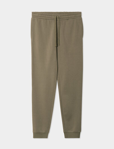 Pantalon jogging droit molleton vert kaki homme