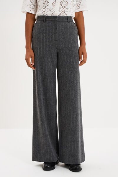 Pantalon large taille haute milano gris femme