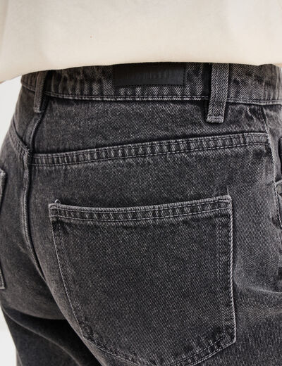 Jeans droit 7/8ème coton denim gris femme