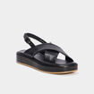 Sandales plateformes &agrave; brides crois&eacute;es noir femme